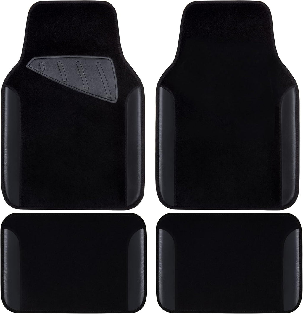 Waterproof Universal Fit Car Floor Mats, Faux Leather Car Carpet Mats, Black Car Mats with Anti-Slip Nibbs Backing &