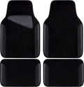 Waterproof Universal Fit Car Floor Mats, Faux Leather Car Carpet Mats, Black Car Mats with Anti-Slip Nibbs Backing &