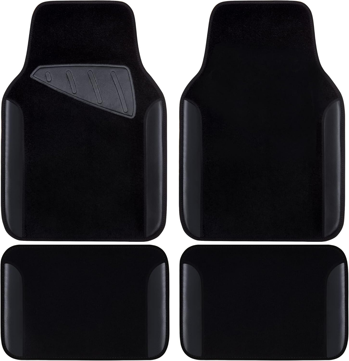 Waterproof Universal Fit Car Floor Mats, Faux Leather Car Carpet Mats, Black Car Mats with Anti-Slip Nibbs Backing &