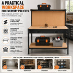 Steel Garage Workbench, Pegboard, 2 Drawers, Shelves, Workshop