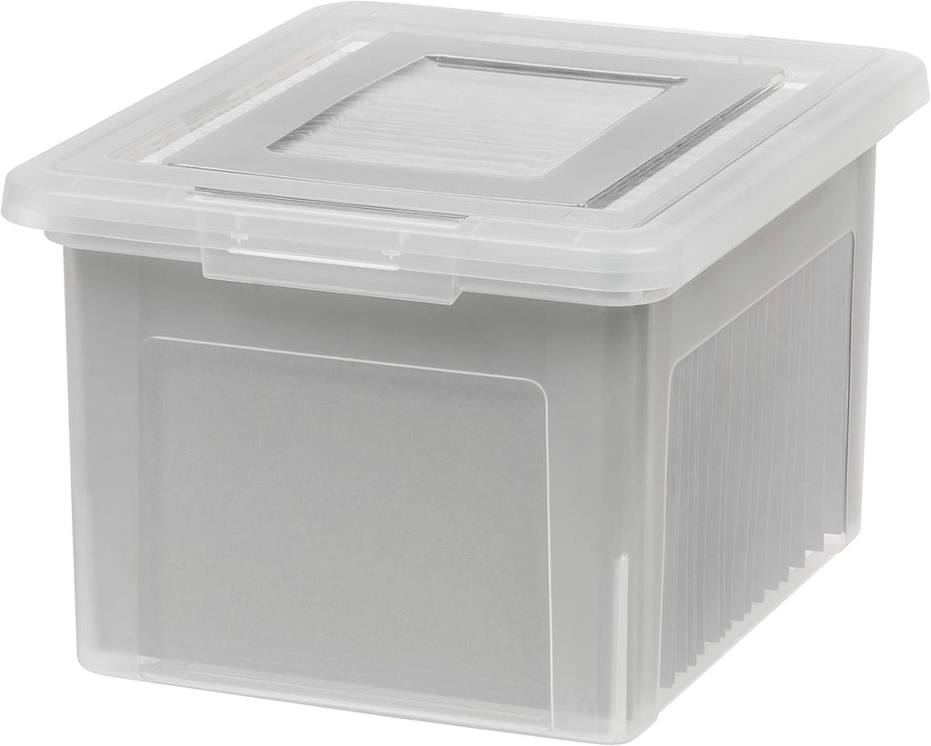 File Box, Plastic File Boxes With Lids, Document Organizer for Letter/Legal File, Document Box, Storage Bin For