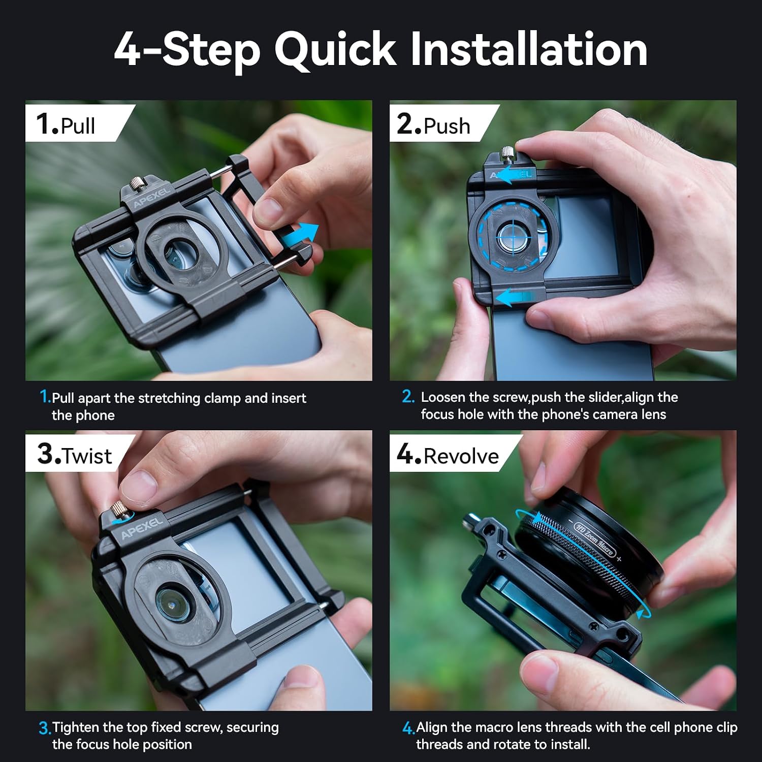Macro Lens Kit for Smartphone, 10-20X Micro Phone Lens with Universal Lens Clip, HD Magnifier Photography Lens for
