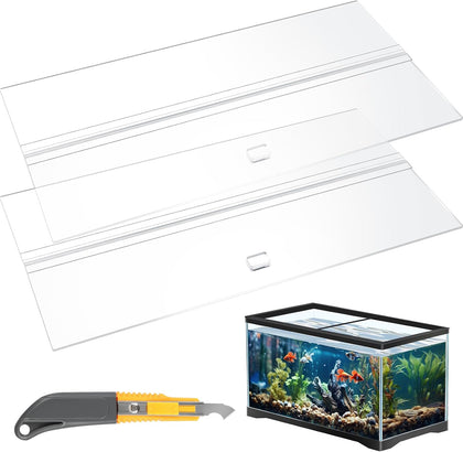 Aquarium Lids Acrylic Canopy 2 Pieces Set 22.95 x 16.61 x 0.28 Inch for 75/90/110 Gallon with Center Brace Aquariums