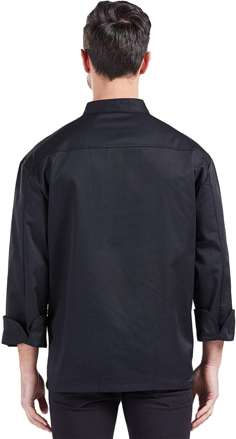 Unisex Chef Coat Long Sleeve Chef Jacket with Zipper