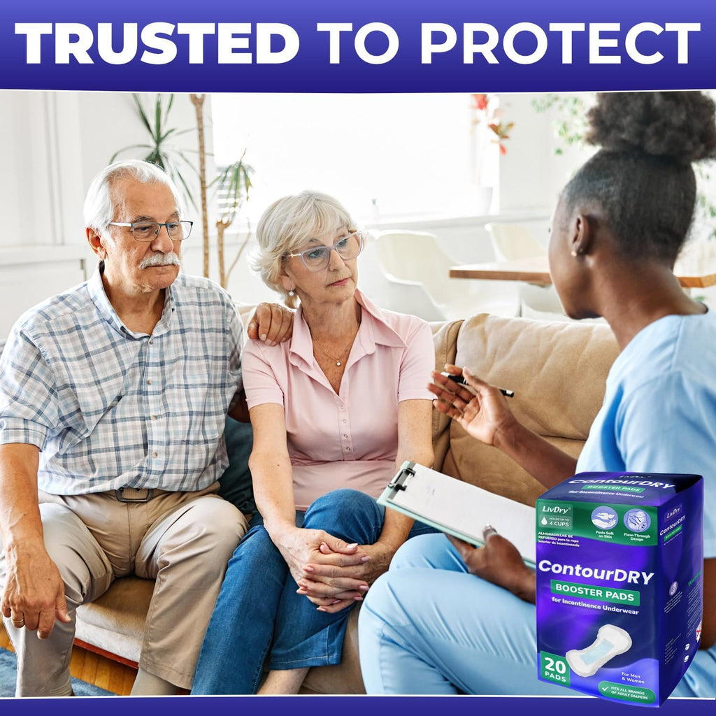 ContourDry Booster Pads XL by LivDry, Adds Max Absorbency to Adult Diapers with Flow-Through Design, Up to 4 Cups