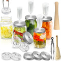 Fermentation Kit for Wide Mouth Mason Jars-4 Stainless Steel Fermentation Lids,4 Glass Fermentation Weights,1