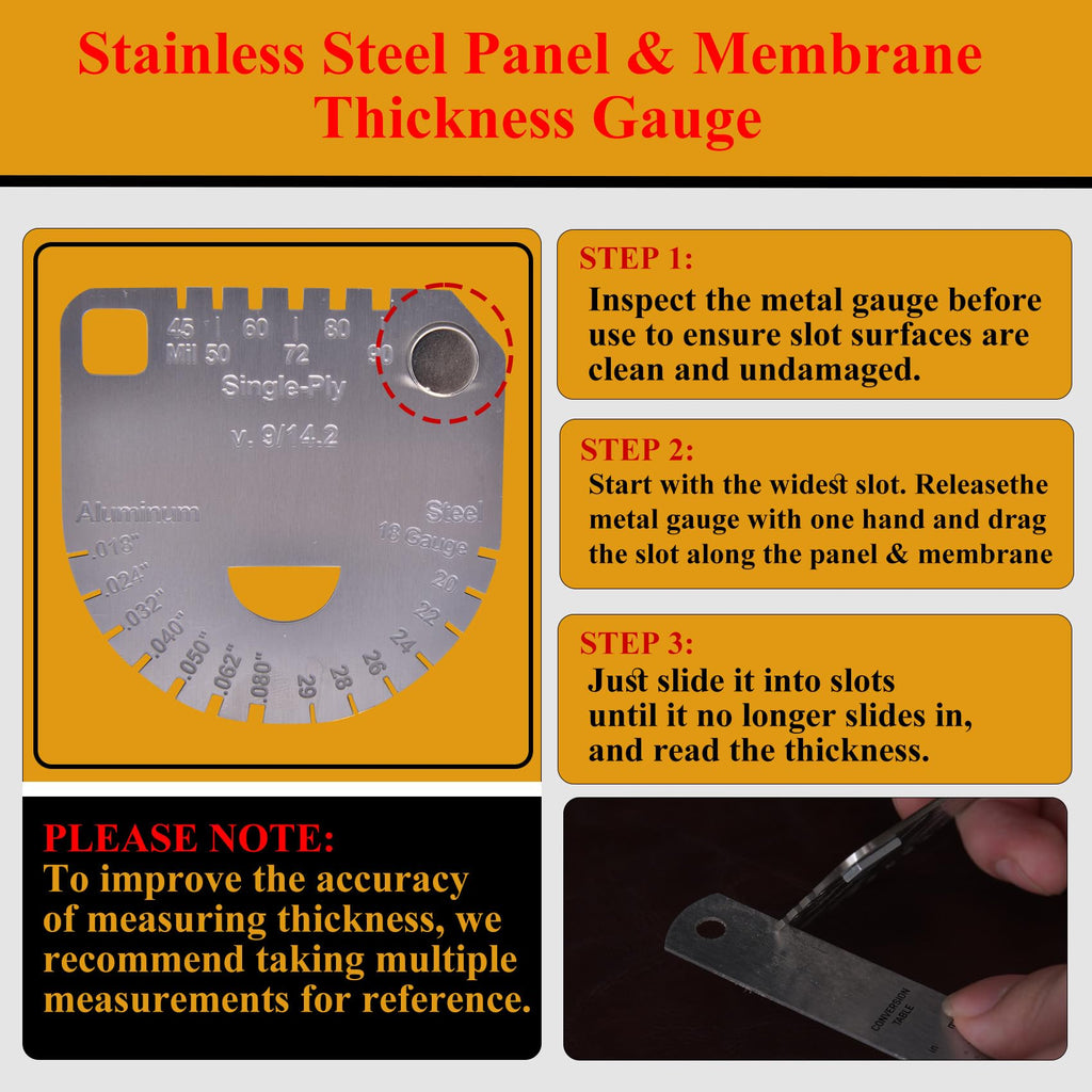 Panel & Membrane Gauge Shingle, Roofing Thickness Measuring Tool