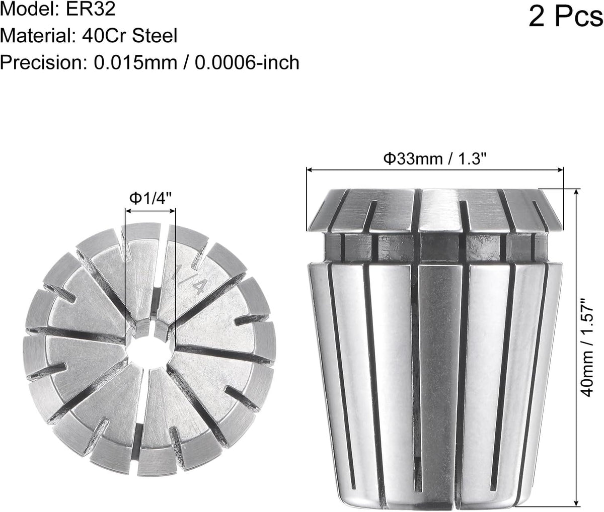 uxcell ER32 Spring Collet 1/4" Chuck for CNC Engraving Machine Lathe Milling Tool 2pcs