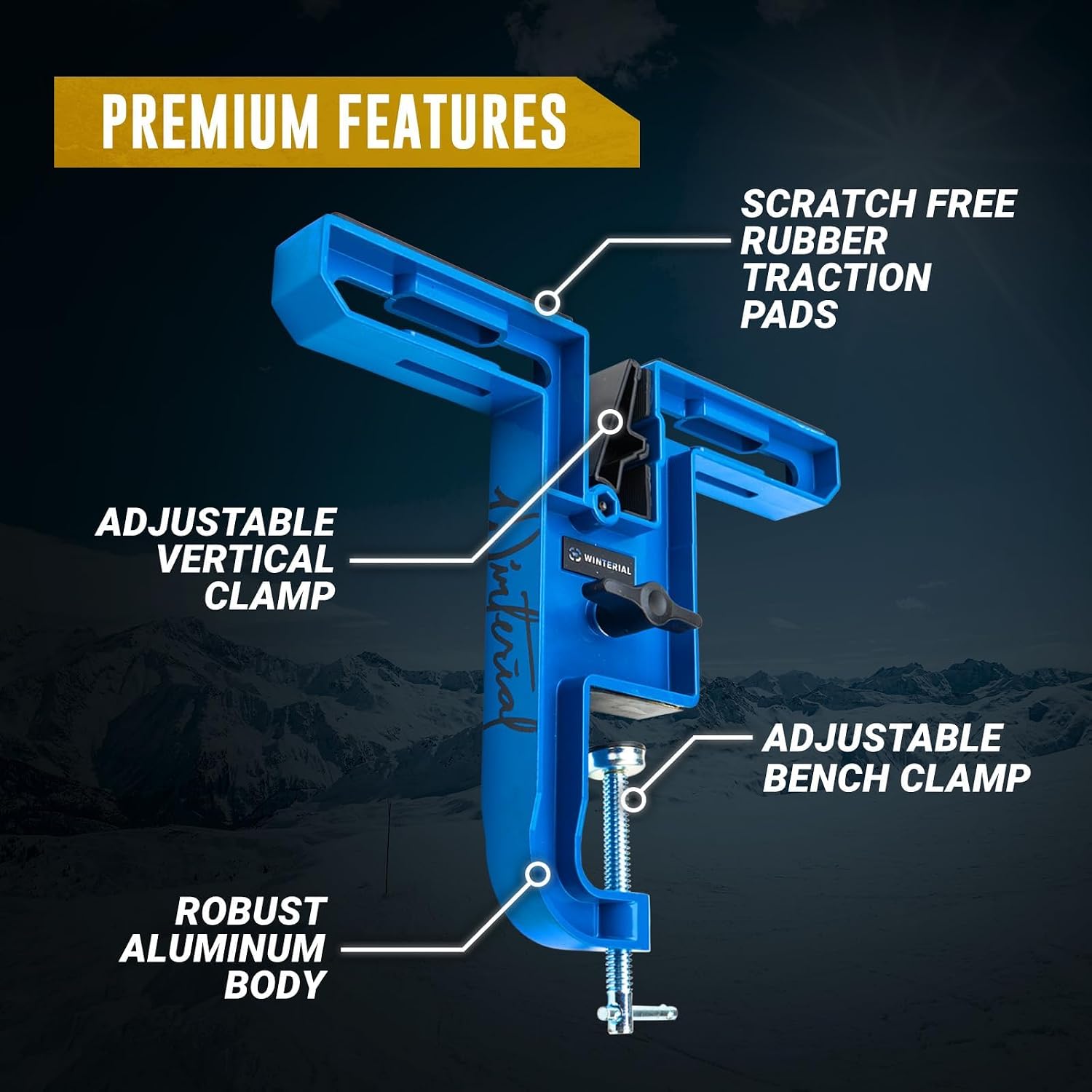 Snowboard and Ski Vise, Set of Two Non-Slip Vice Grips with Horizontal Vertical Working Positions for Tuning, Repair