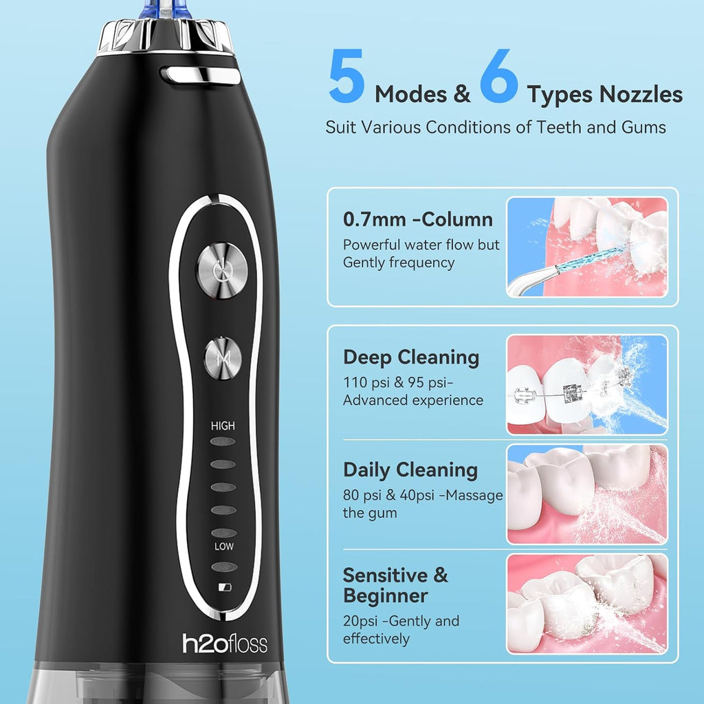 Water Flosser & Electric Toothbrush Combo – 2-in-1 Oral Care for Brushing & Flossing | 300ML Water Tank, 20–110 PSI
