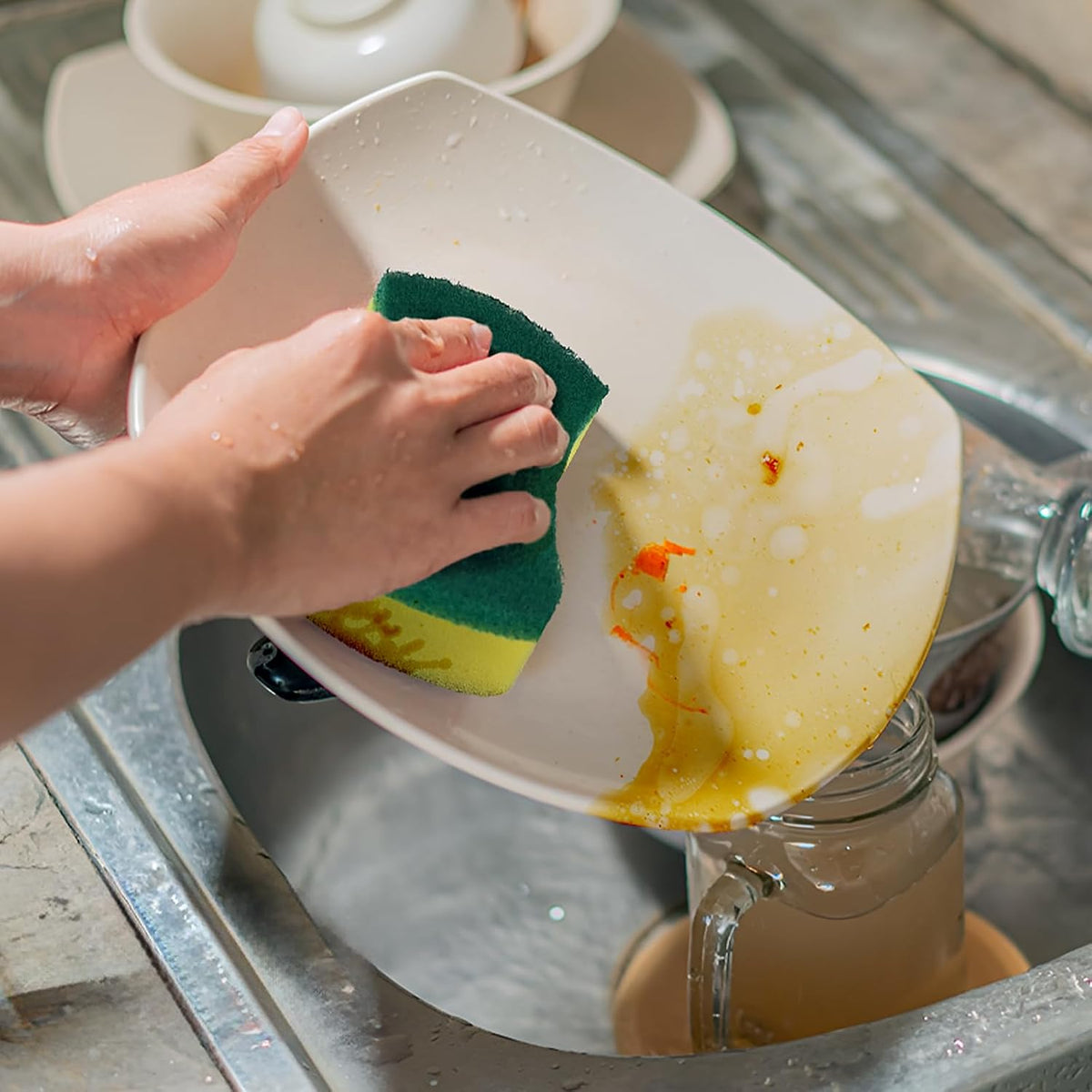 Kitchen Cleaning Sponges,96 Pack Eco Non-Scratch for Dish,Scrub Sponges.