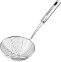 4.5" Stainless Steel Spider Skimmer, Professional Kitchen Pasta Strainer Spoon with Long Handle - Asian Strainer