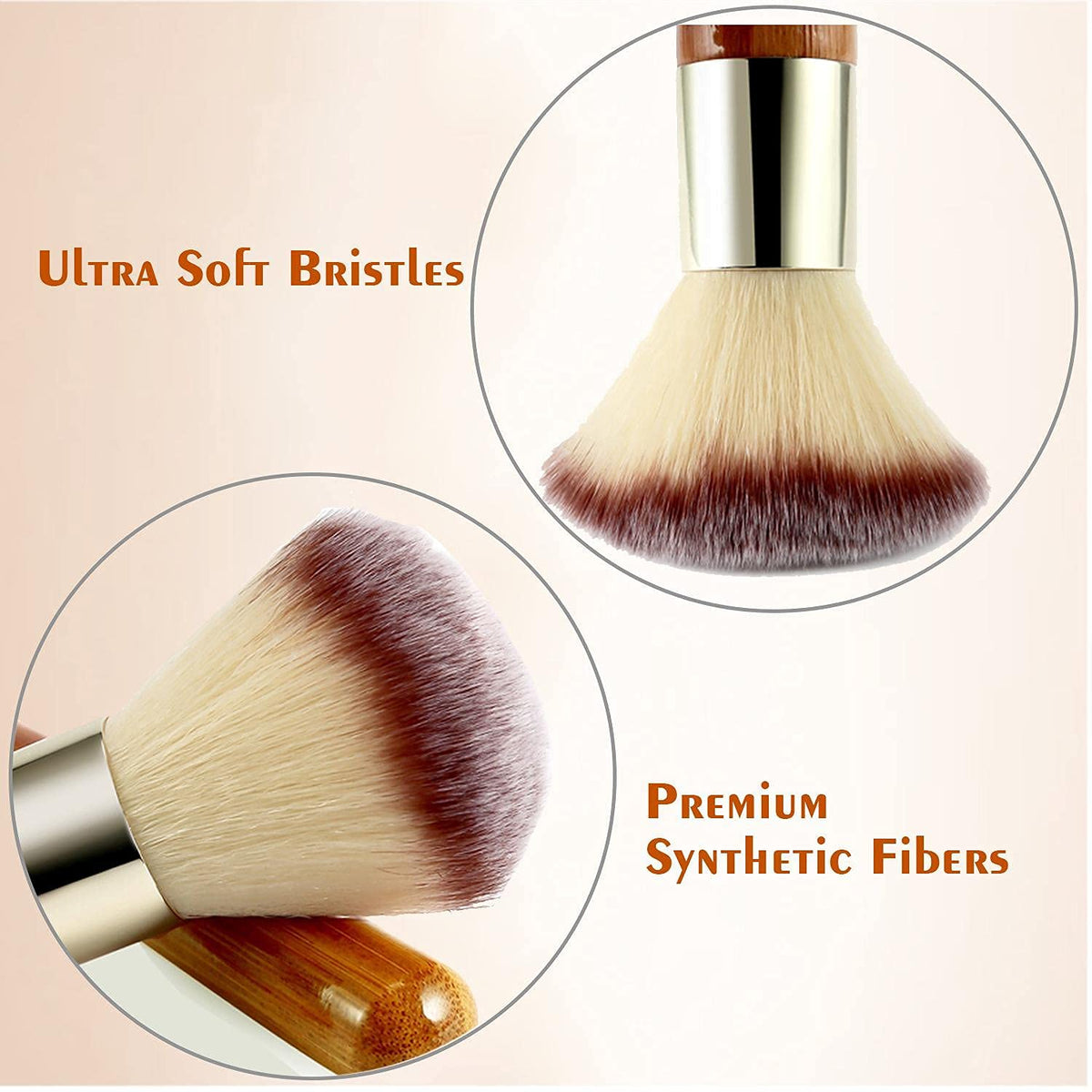 2-Piece Short Makeup Brush Set with Powder and Foundation Brushes