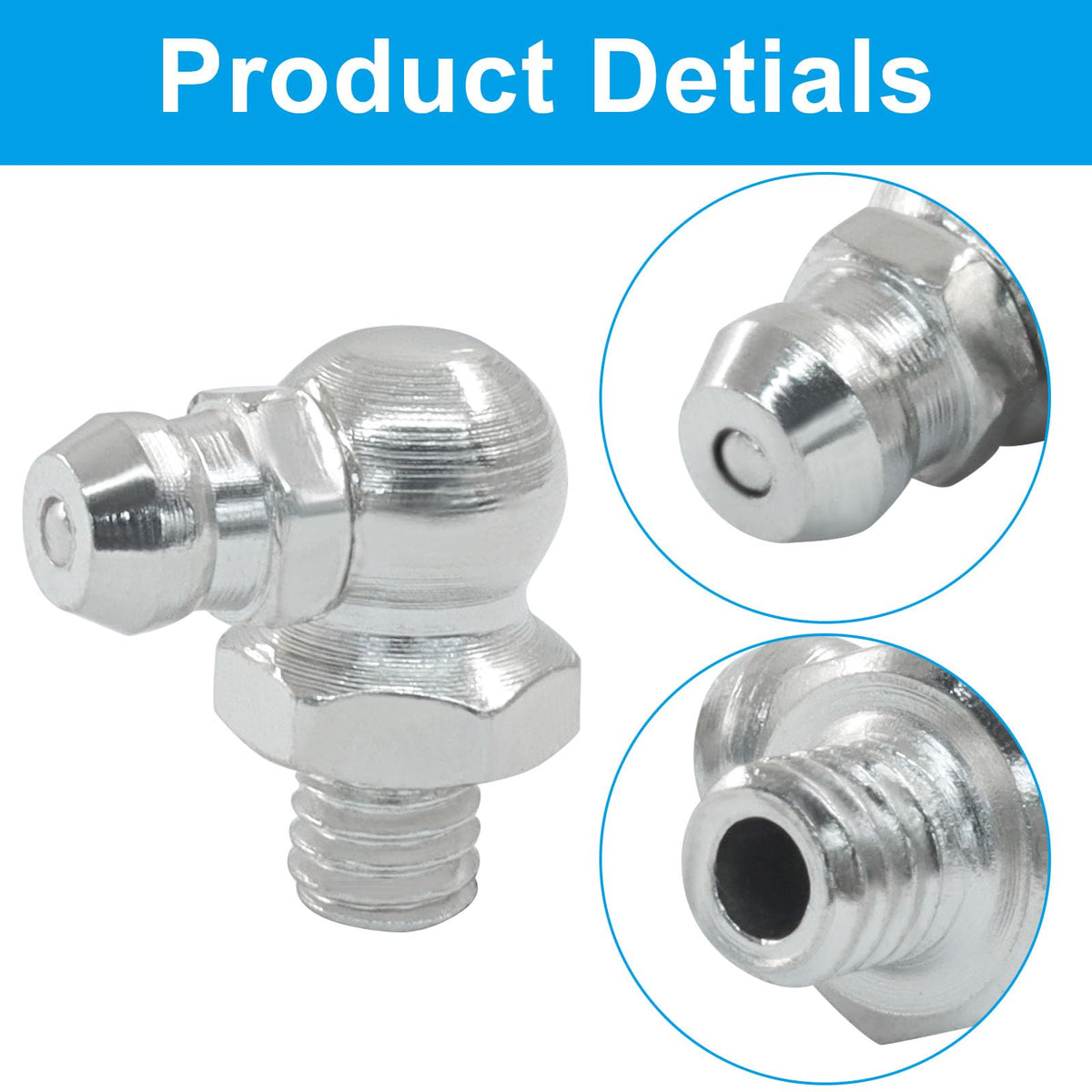 LDEXIN M6 90 Degree Grease Fitting, Brass M6 x 1mm Male Thread Zerk Nipple Nozzle Fittings, 20Pcs