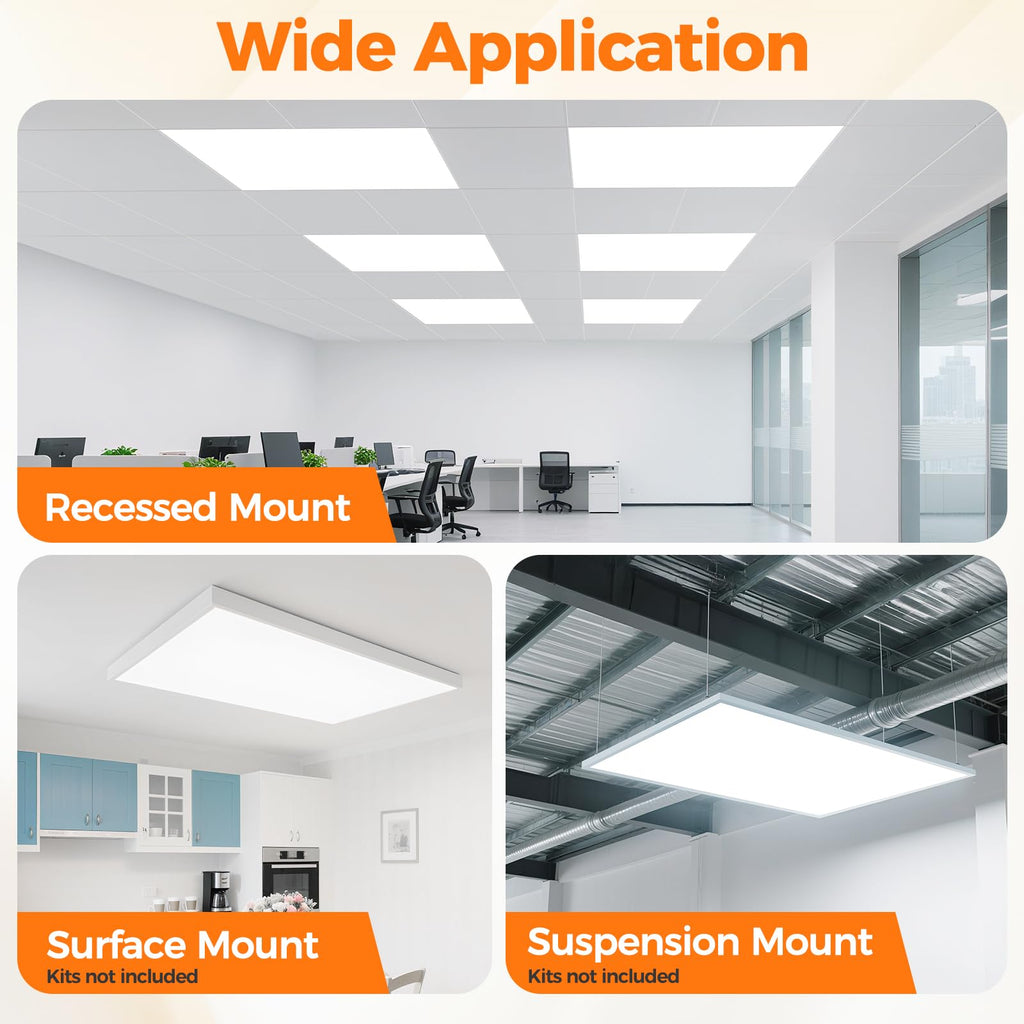 2x4 LED Flat Panel Light Drop Ceiling, 6000K-3000K Selectable