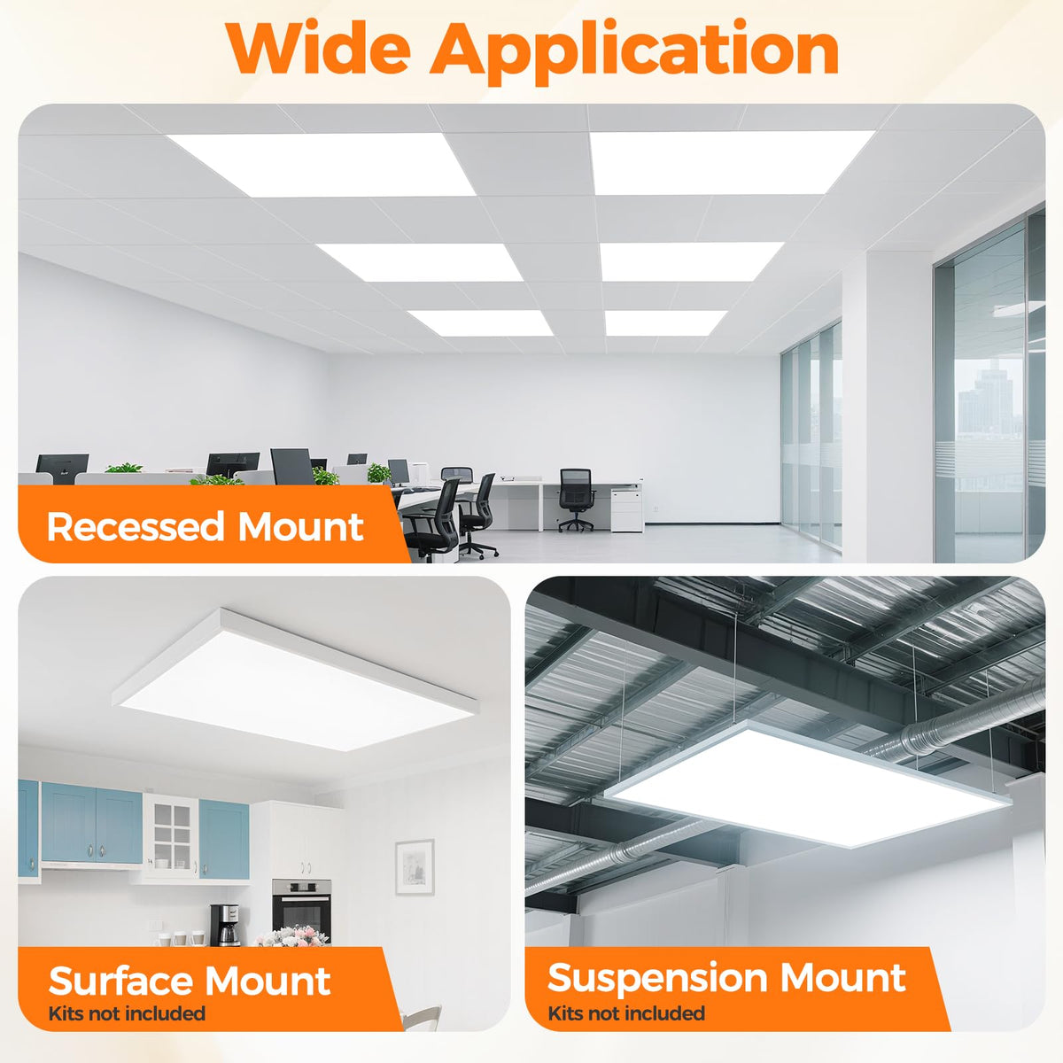 2x4 LED Flat Panel Light Drop Ceiling, 6000K-3000K Selectable