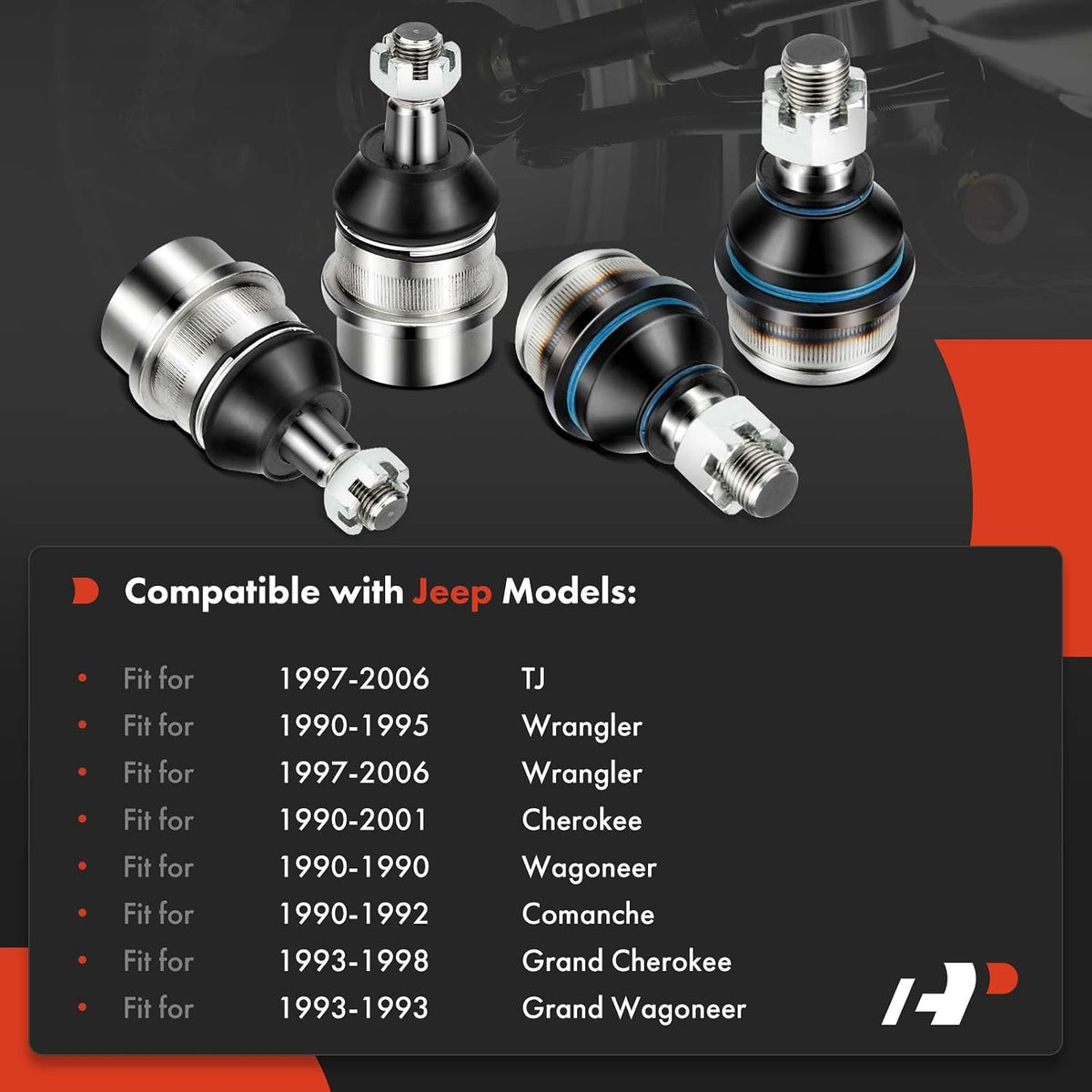 A-Premium Front Upper & Lower Ball Joint Kit, Compatible with Jeep