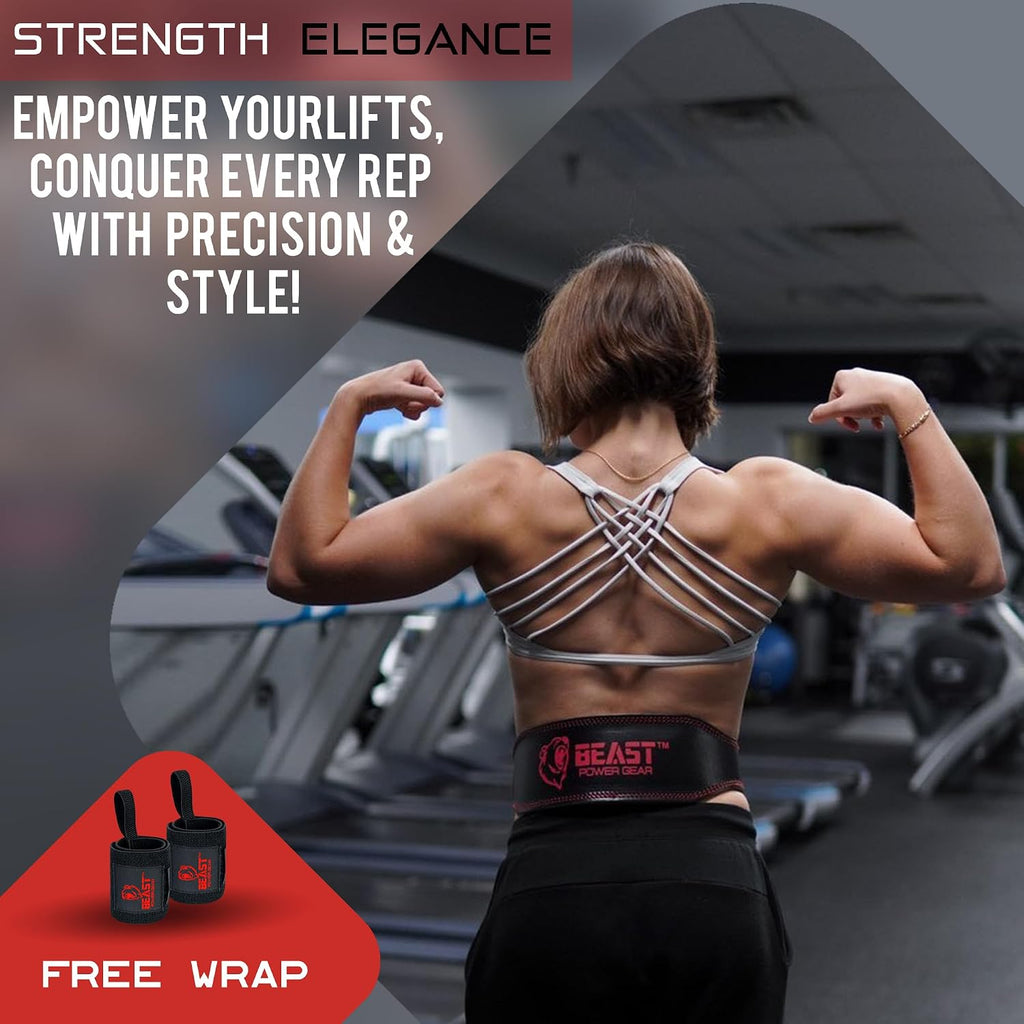 Weight Lifting Belt - 4” Genuine Leather Belts Padded Lower Back Support for Gym Bodybuilding Squat Deadlift
