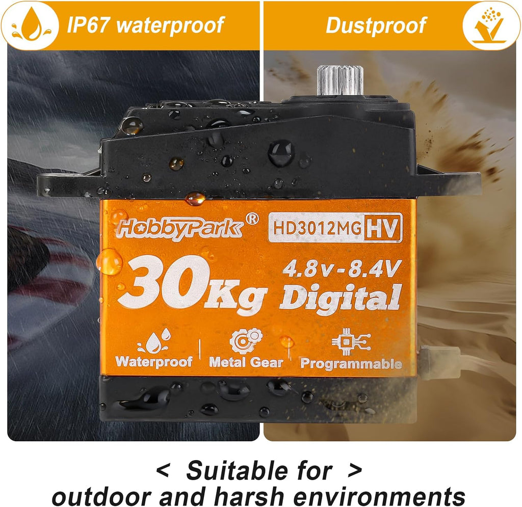 Waterproof 30kg RC Servo High Torque Steering Servo Motor Metal Gear All Stainless Steel Gears for Robotics DIY, RC