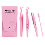PRO Lash Tweezers Eyelash Applicator 3 IN 1 Tweezers Kit with Brush(3 pcs-02)