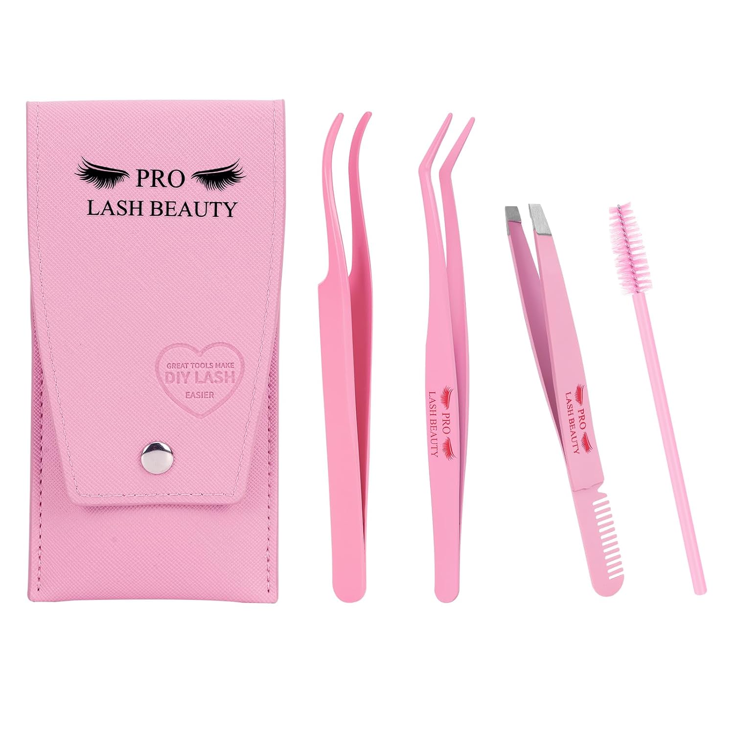 PRO Lash Tweezers Eyelash Applicator 3 IN 1 Tweezers Kit with Brush(3 pcs-02)