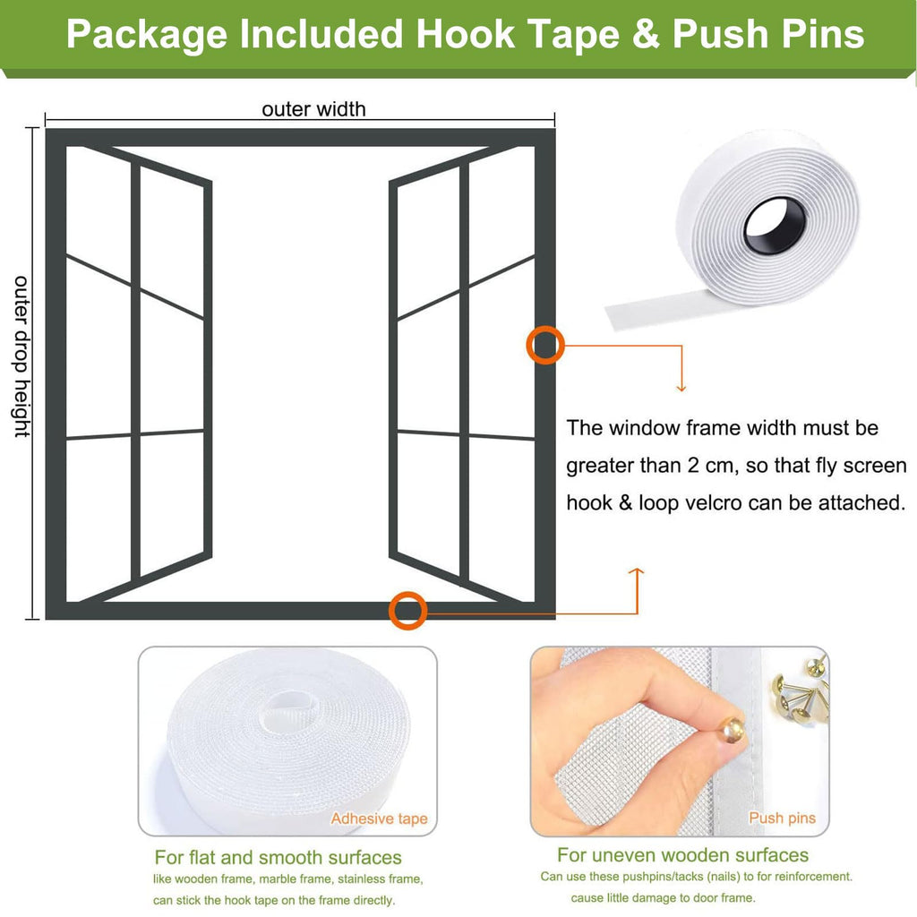 Magnetic Window Screen Self Closing, 26 x 34 inch, White
