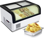 Commercial Ice Cream Dipping Cabinet(Small-6 Pans),Gelato Countertop Ice Cream Freezer Display with Led Light Clear