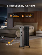 Oil Filled Space Heater for Indoor Use with Adjustable Thermostat