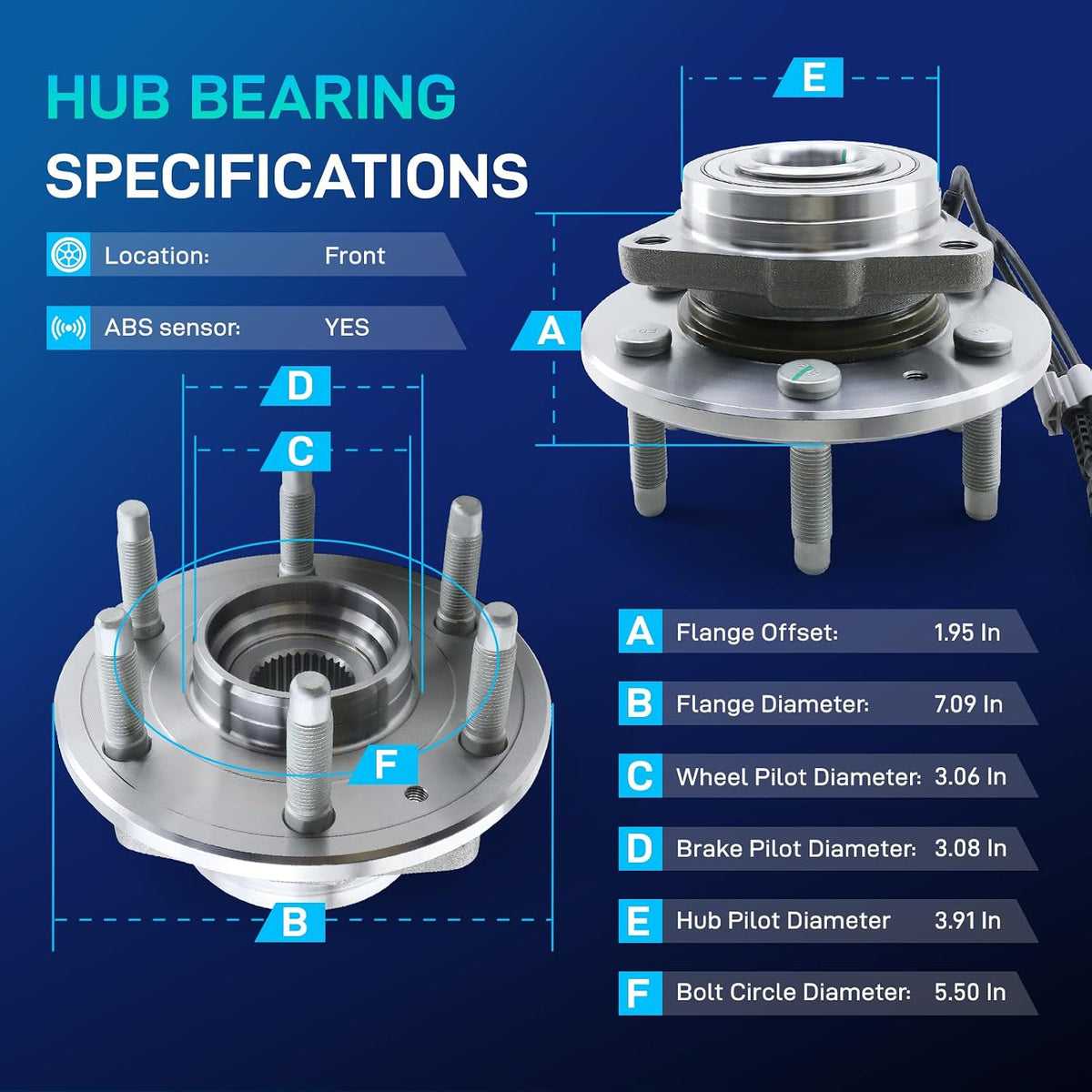 515096 Front 4WD Wheel Bearing Hub Assembly for 07-13 Silverado Sierra 1500