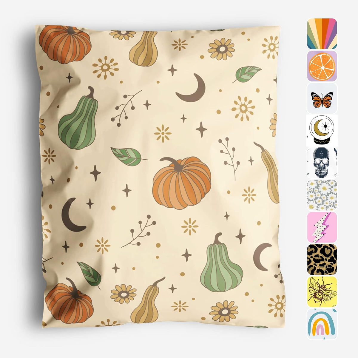 10x13 Poly Mailers, Oh My Gourd Design Shipping Bags, 100 Pack