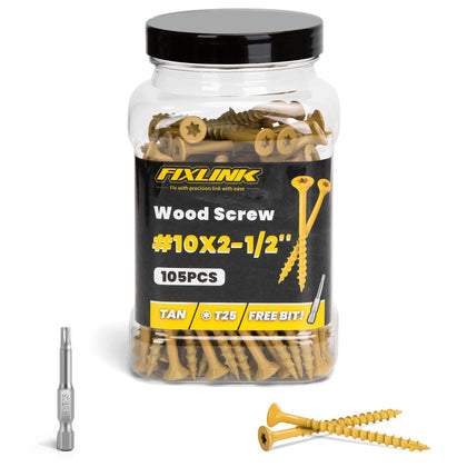 Deck Screws 2-1/2 Inch, 105PCS, #10 x 2-1/2" Wood Screws, Tan