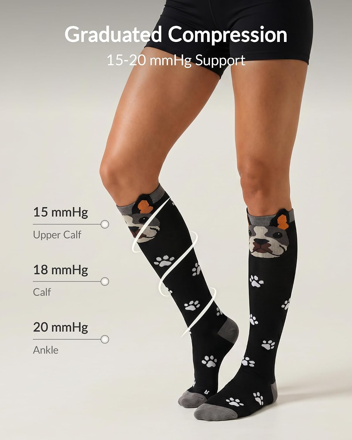 Bamboo Viscose Compression Socks for Women 15-20 mmHg 3 Pack Cute Socks for Travel Nurses Pregnancy Daily Wear