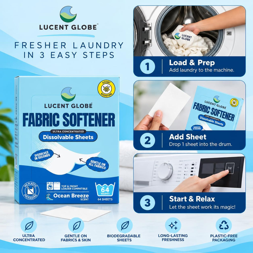 Fabric Softener Sheets for Washing Machines (Ocean Breeze)