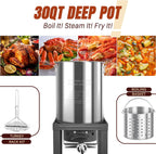 30QT Turkey Fryer & 10QT Fish Fryer Kit, 55,000 BTU Propane Cooker