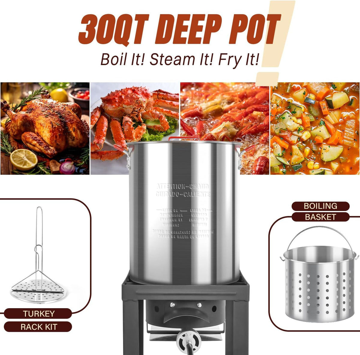 30QT Turkey Fryer & 10QT Fish Fryer Kit, 55,000 BTU Propane Cooker