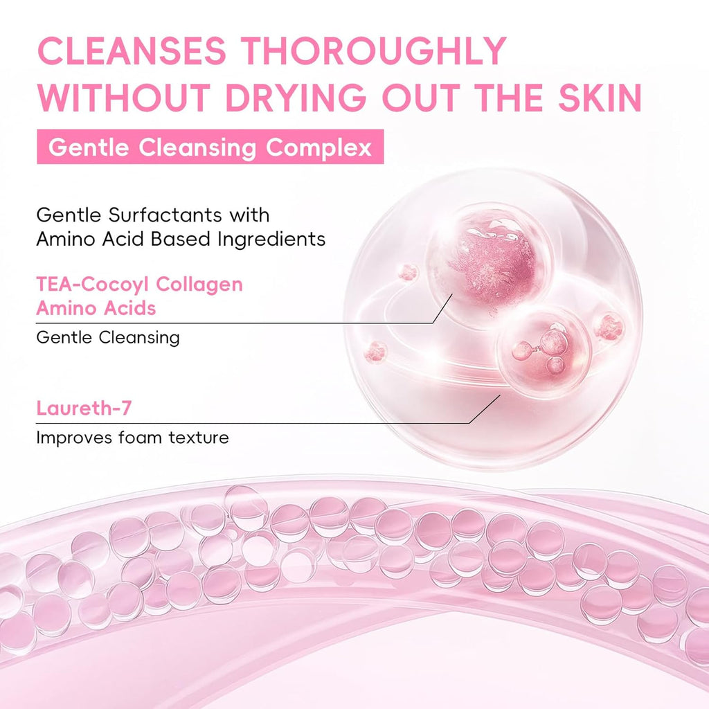 Sakura Collagen Skincare Set - 8-Piece Glass Skin Routine with Cleanser, Toner, Serum, Eye Cream, Moisturizer |