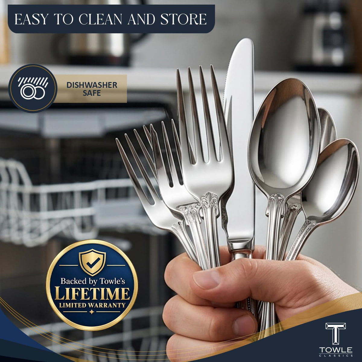 Hotel Flatware Silverware Set for 12-90 Piece 18/10 Stainless Steel Cutlery Set, Elegant Dinner Forks, Knives, Spoons