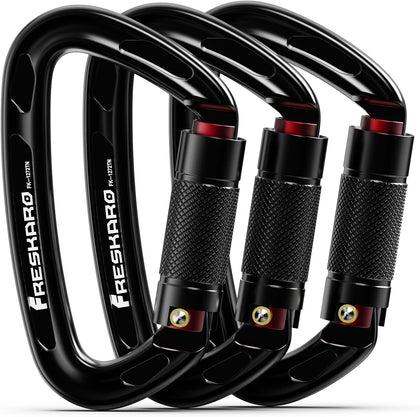 UIAA Certified 25KN Auto Locking Climbing Carabiner Clips, Twist Lock, and Heavy Duty Carabiners for Rock Climbing