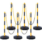 Adjustable Traffic Delineator Post Cones, 6 Pack, Traffic Safety Delineator Barrier with Fillable Base 8FT Chain