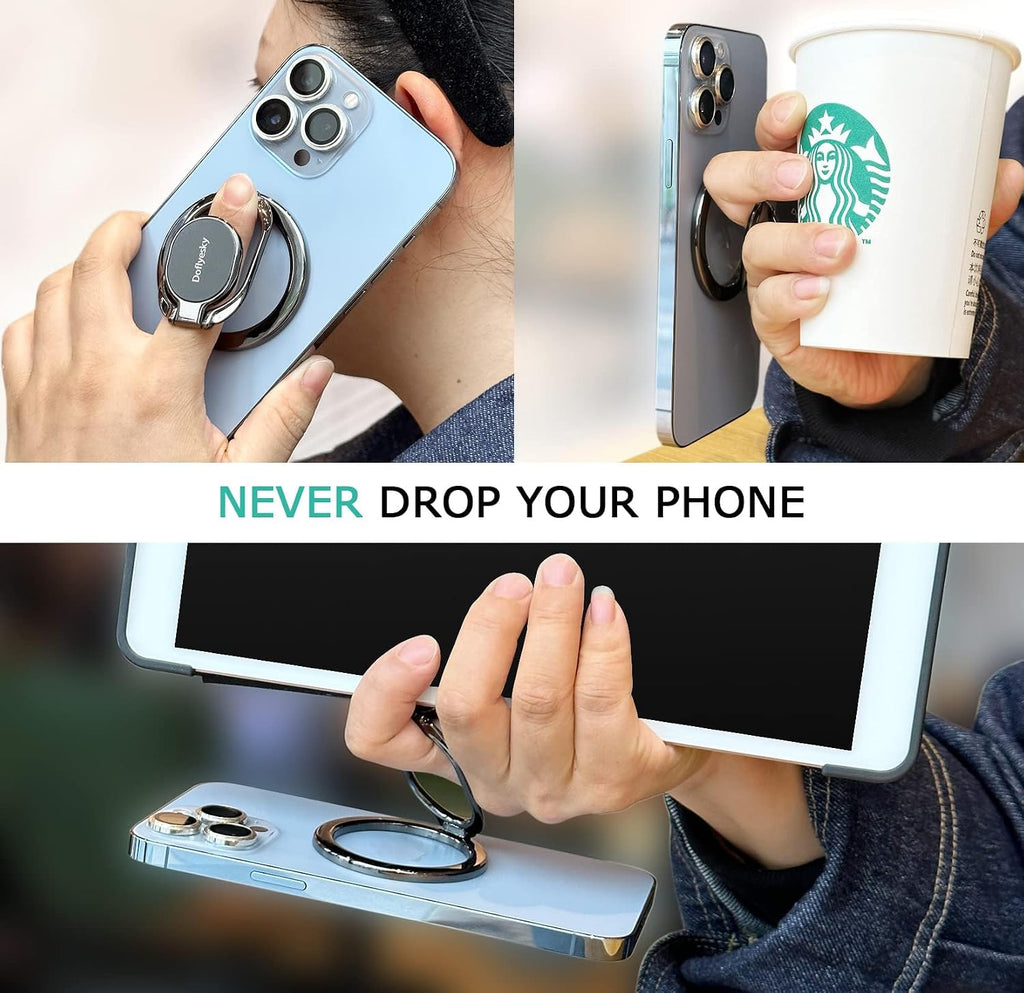 Magnetic Phone Ring Holder with Magsafe, Double Adjustable Gym Finger Ring Grip, Removable Phone Grip, for iPhone
