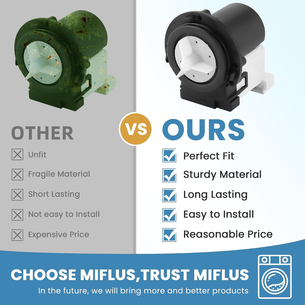 4681EA2001T Washer Drain Pump Assembly Fit for L-G & Ken-more Washer Drain Pump OEM Motor Replaces AP5328388, 4681EA1007G, 2003273, 4681EA1007D by MIFLUS