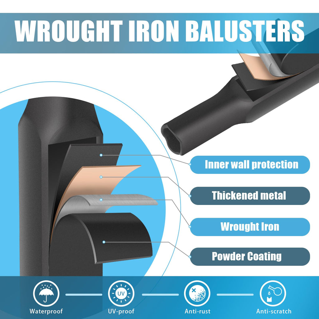 1/2" Square Iron Balusters - Single Basket & Double Basket - 20p