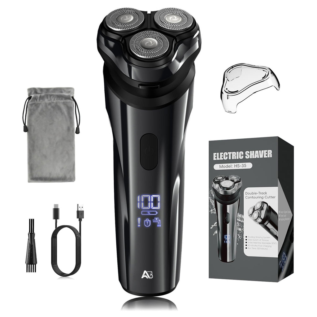 Men’s 4D Rotary Electric Shaver, Floating Head, Pop‑Up Trimmer