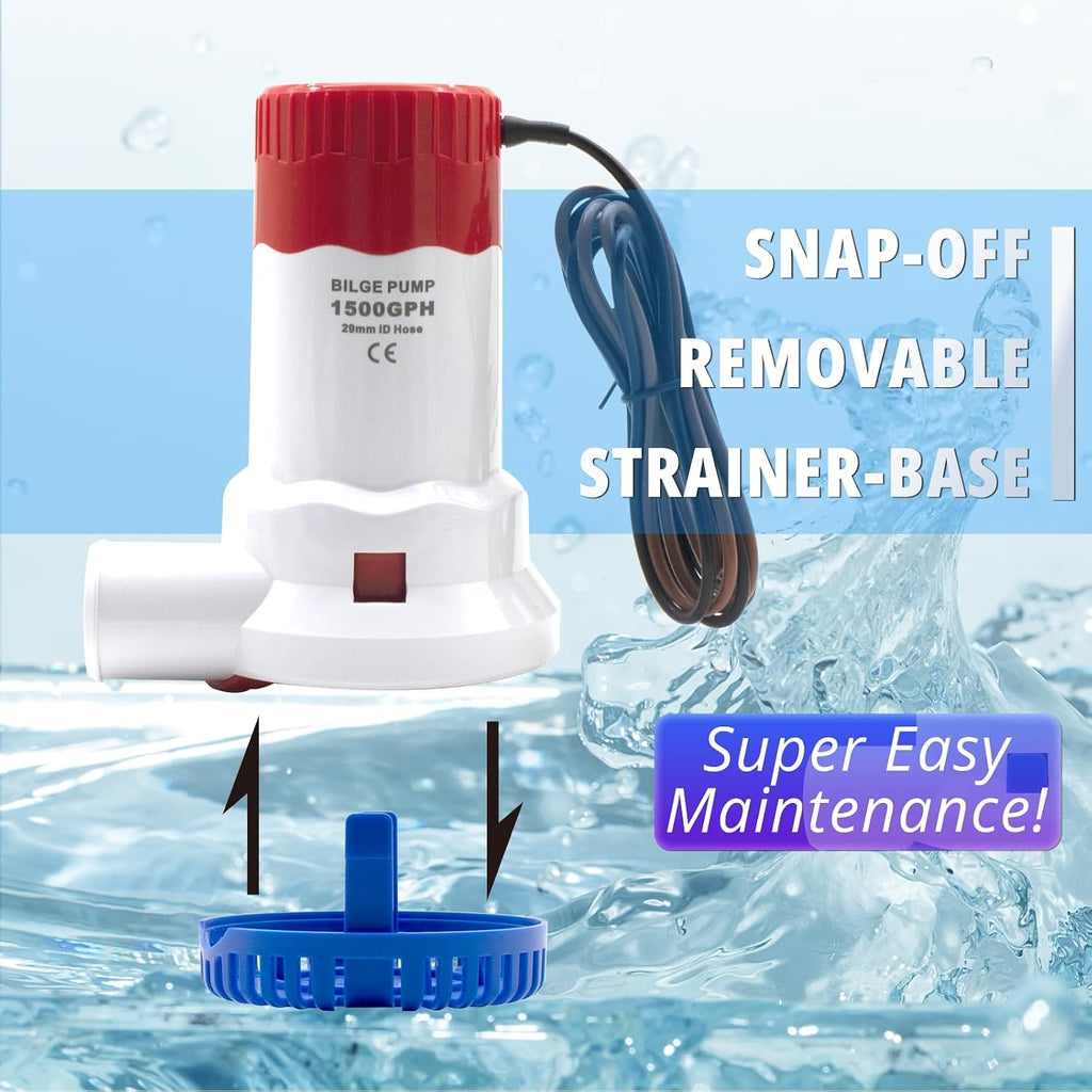 1500 GPH 12V Non-Automatic Submersible Bilge Pump