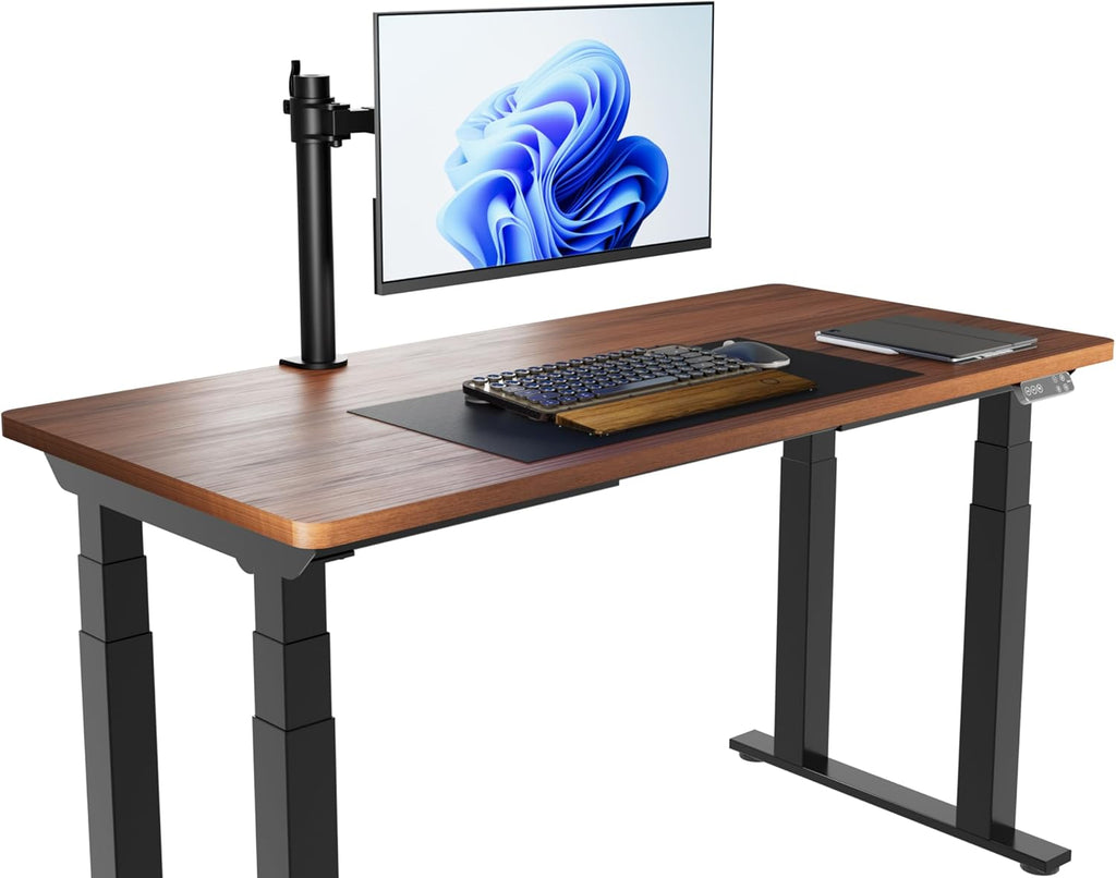 Single Computer Monitor Stand with Cable Management, Height Adjustable VESA Desk Arm Mount, Fully Adjustable Tilt and