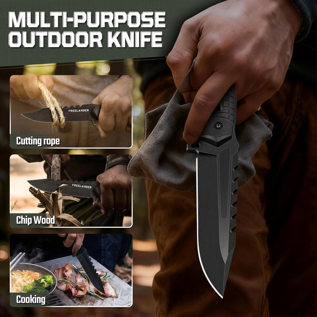 Full Tang Tactical Fixed Blade Knife with Sheath, Gift for Men | All-Purpose Survival Knives, Long-Lasting Sharpness