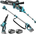 10-Inch 2-in-1 Cordless Pole Saw & Mini Chainsaw,2 x 4.0Ah Batteries | Brushless Handheld Chain Saw,Auto Oiling