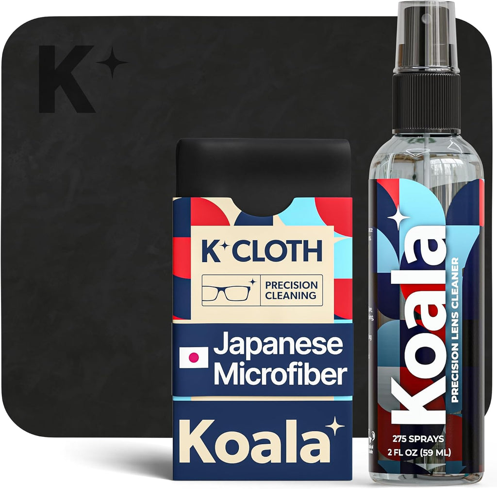 Koala Eyeglass Lens Cleaner Spray Kit | Japanese Microfiber (2 Piece Set) | (1x) Glasses Cleaner Bottle + (1x)