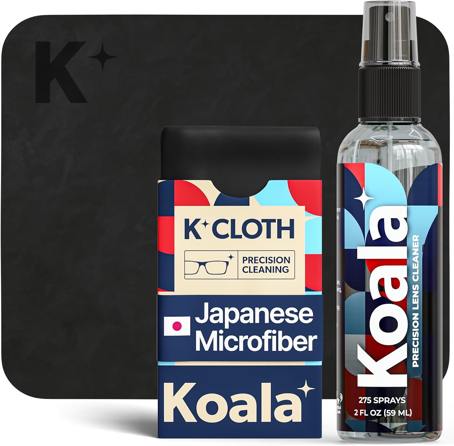 Koala Eyeglass Lens Cleaner Spray Kit | Japanese Microfiber (2 Piece Set) | (1x) Glasses Cleaner Bottle + (1x)