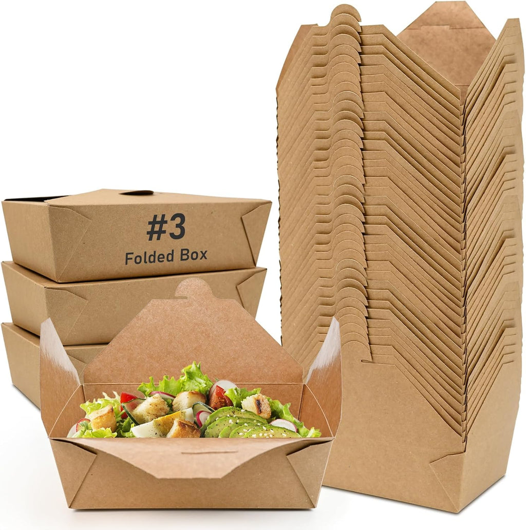 70 Pack 71 oz Kraft Paper Large Takeout Food Containers